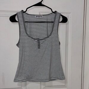 Princess Polly Charcoal Striped Tank Top